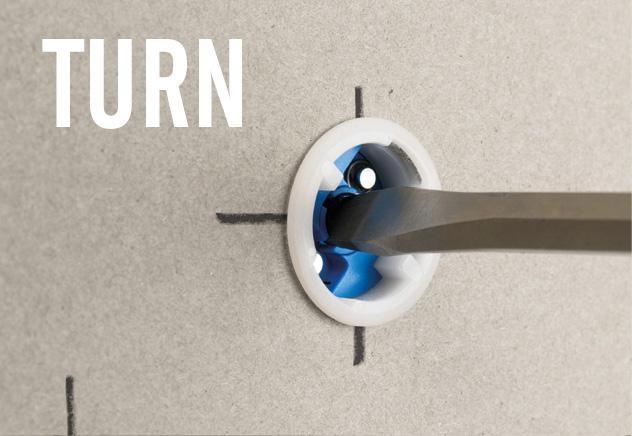 Use a screwdriver to turn the cam and open the wings for super grip strength.